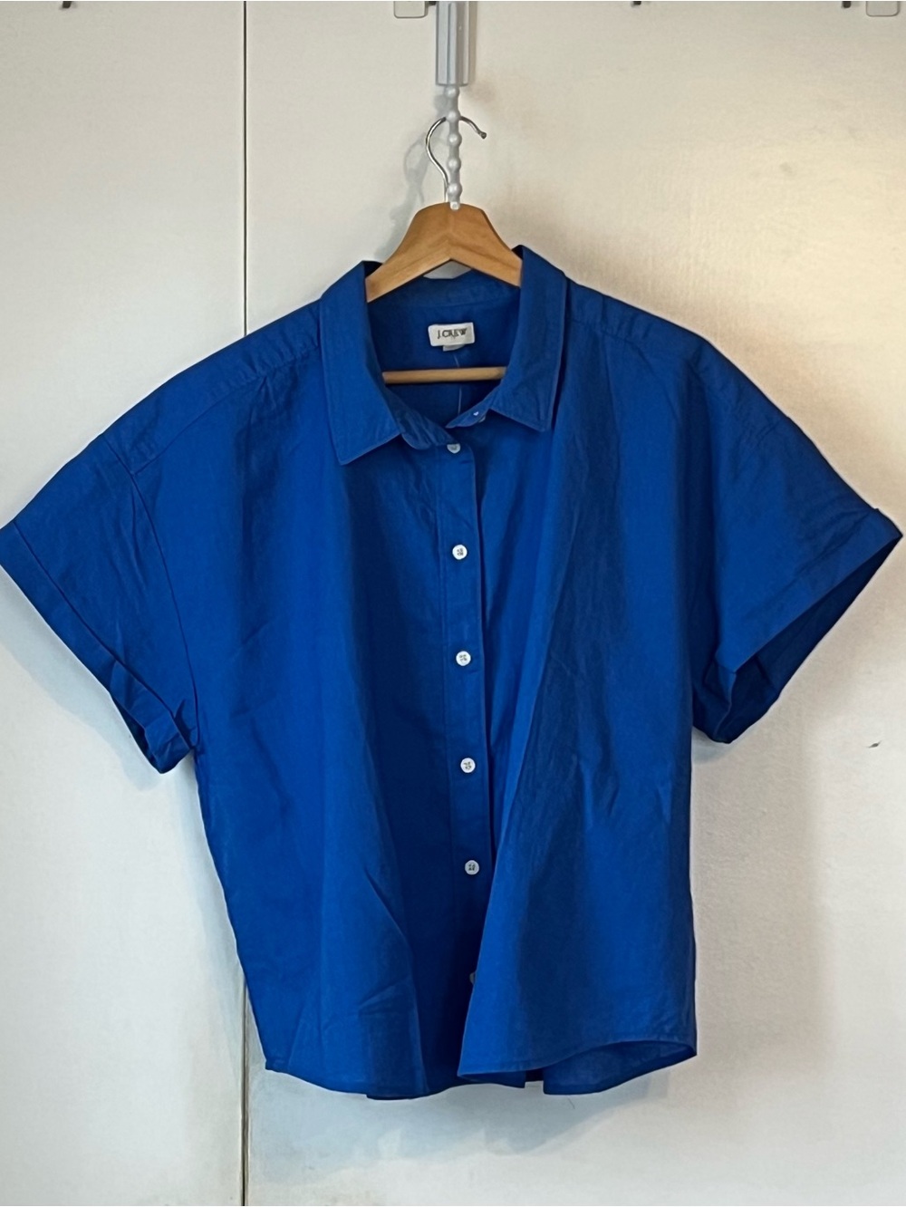 LOFT Royal Blue Linen blend Short-Sleeve Button-Down Shirt XXL NWT